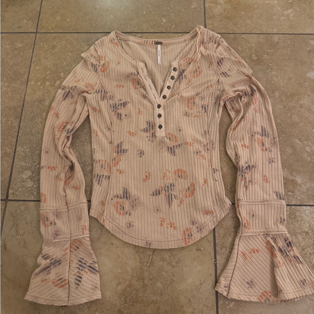 Free People Floral Long Sleeve Top